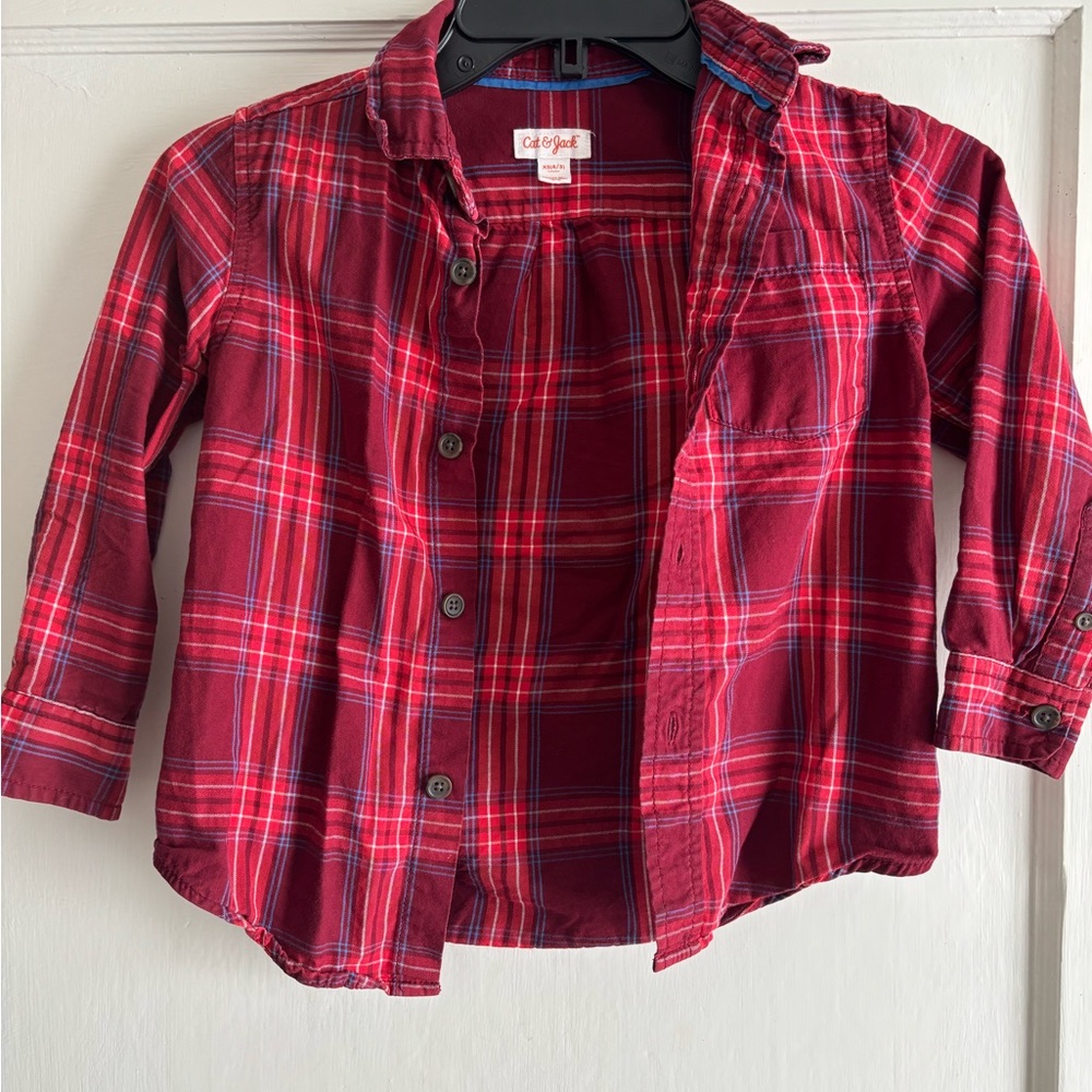 Cat & Jack Kids Red Plaid Button Down Shirt
0032
